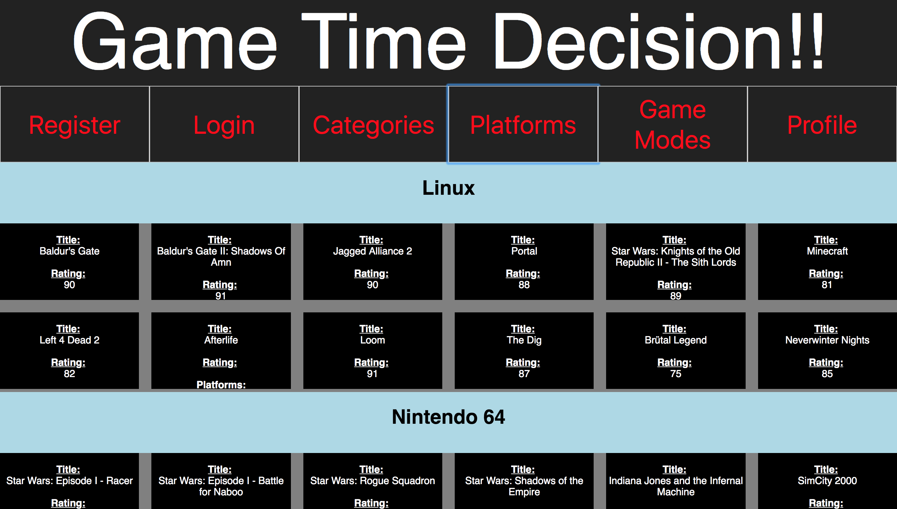 Game Time Decision